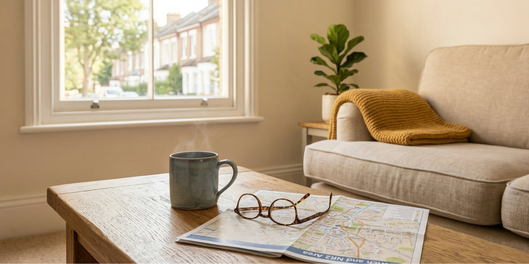 Beautiful residential street with classic architecture