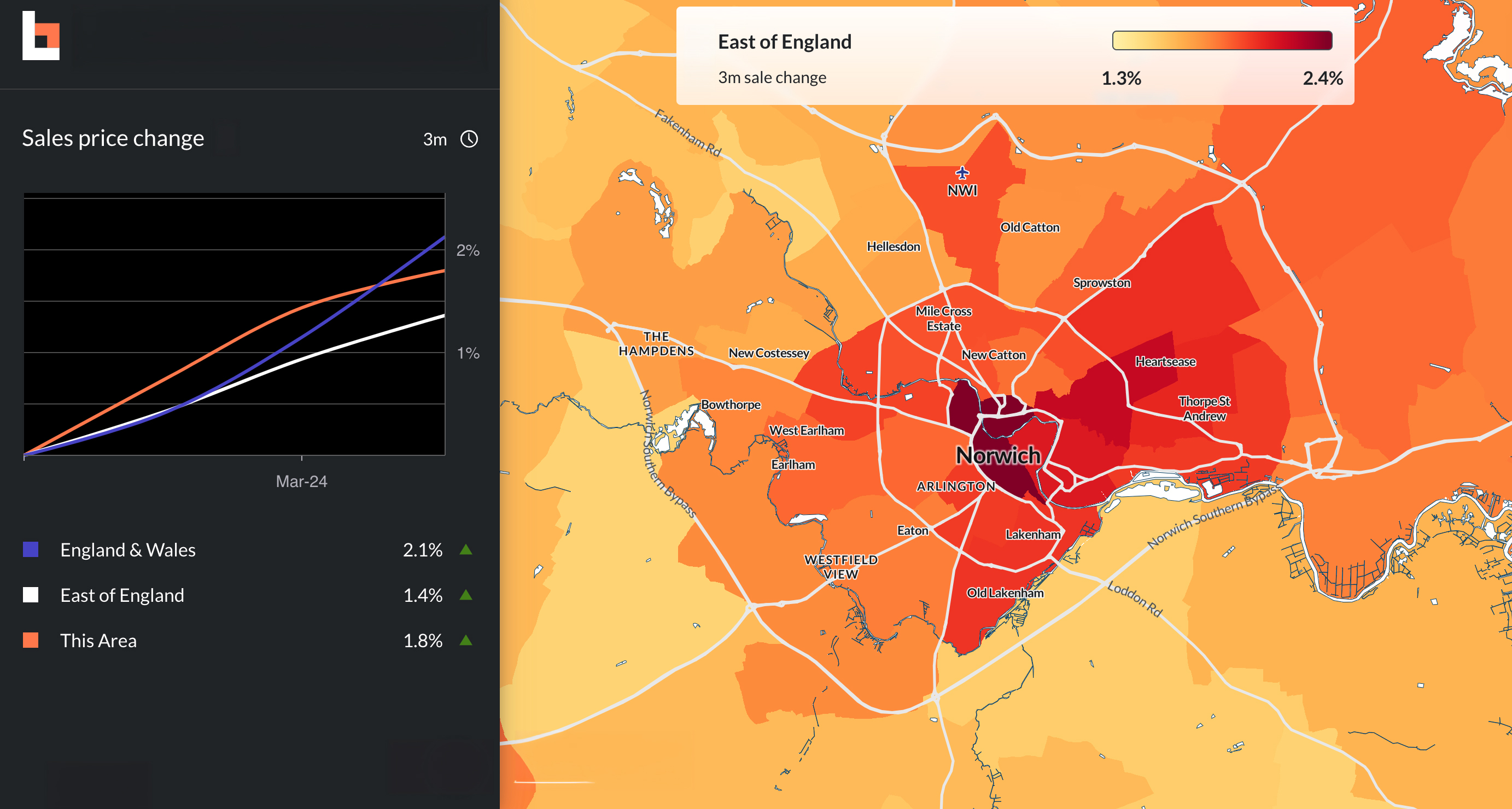 Norwich Area estate agents map